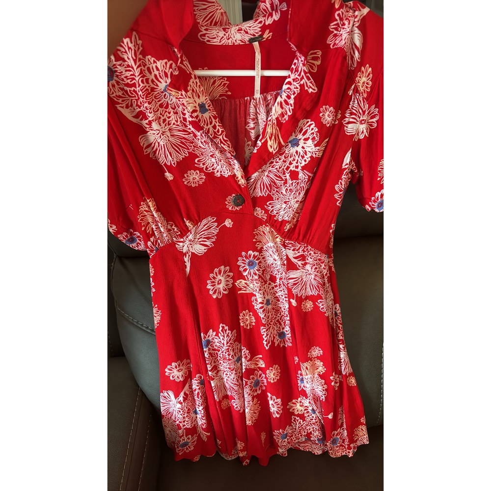 Free People Red Floral Mini Dress - Picture 2 of 3